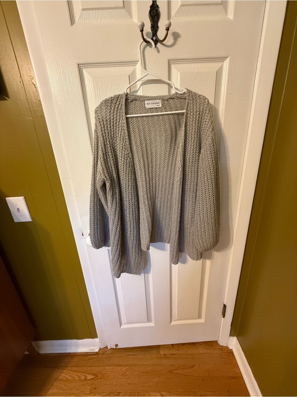 Cozy Open-Front Gray Knit Cardigan